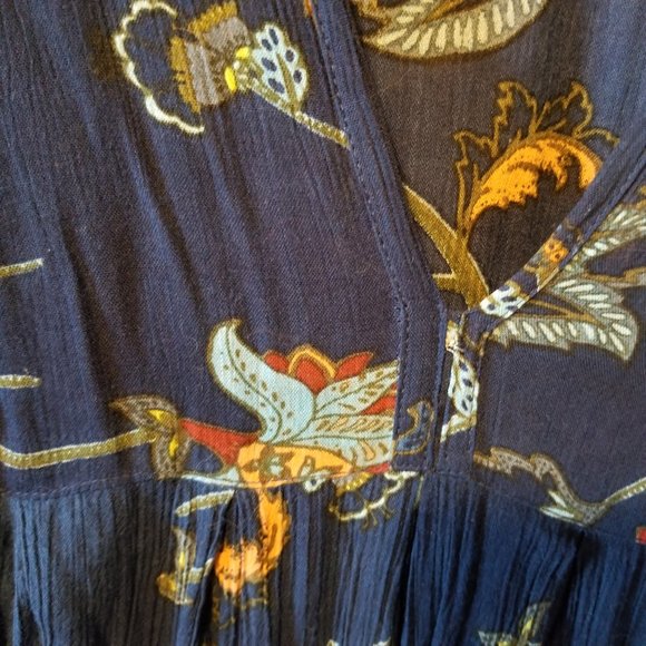 Beautiful sapphire blue boho print tunic L - Picture 4 of 5